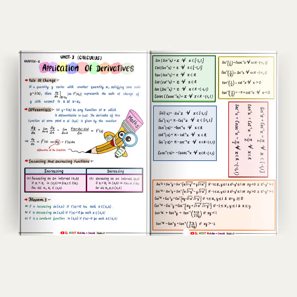 CUET Maths  Formula Sheet / Book /  Short Notes