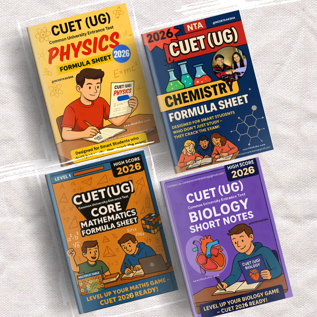 CUET Physics + Chemistry + Maths + Biology Formula Sheet / Book | CUET Physics + Chemistry + Maths + Biology Topper's Notes