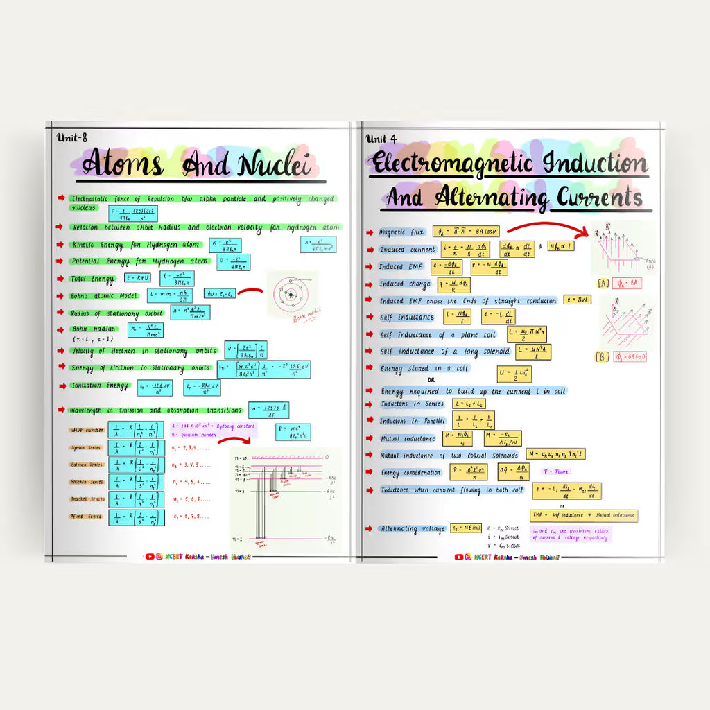 CUET Physics Formula Sheet / Book / Topper's Notes / Notes/ Short Notes