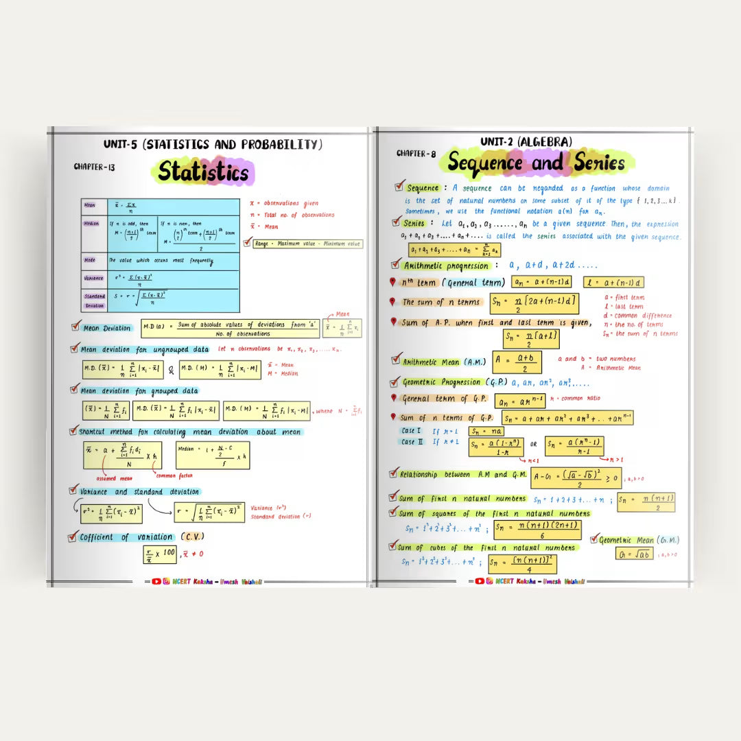 Class 11 Maths Formula Sheet / Book
