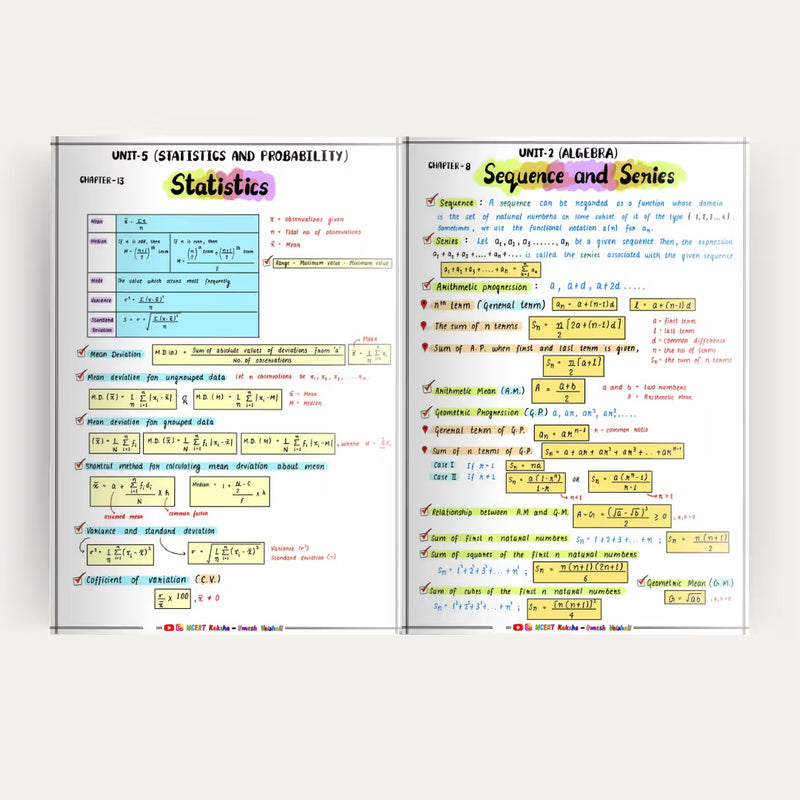 Class 11 Maths topper handwritten notes neat layout