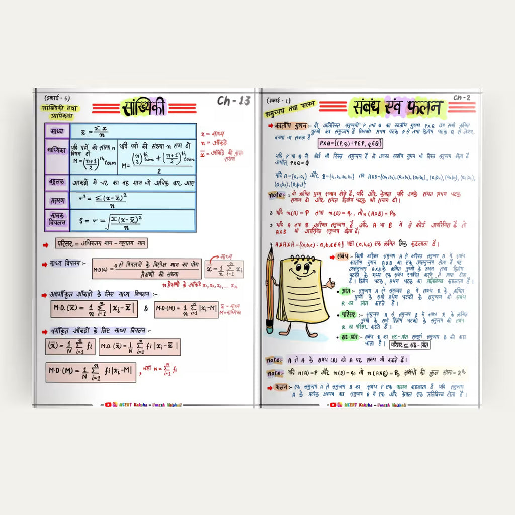 Class 11 Maths hindi medium Formula Sheet / topper notes
