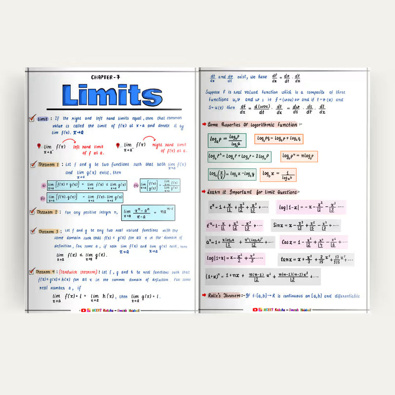 Class 11 Maths handwritten formula notes Maharashtra HSC NCERT Kaksha