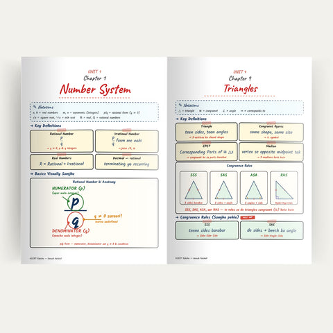 NCERT Kaksha handwritten notes — asli sample page 1, colour-coded diagrams ke saath